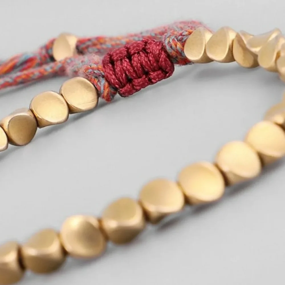 🌟 🕉 Tibetan Buddhist Copper Beaded Rope Bracelet - Picture 6 of 6